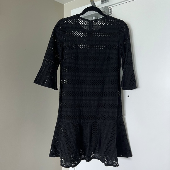 Allsaints Dakota Ruffle Eyelet Dress with inner lining dress Black US size 4 - Picture 1 of 8